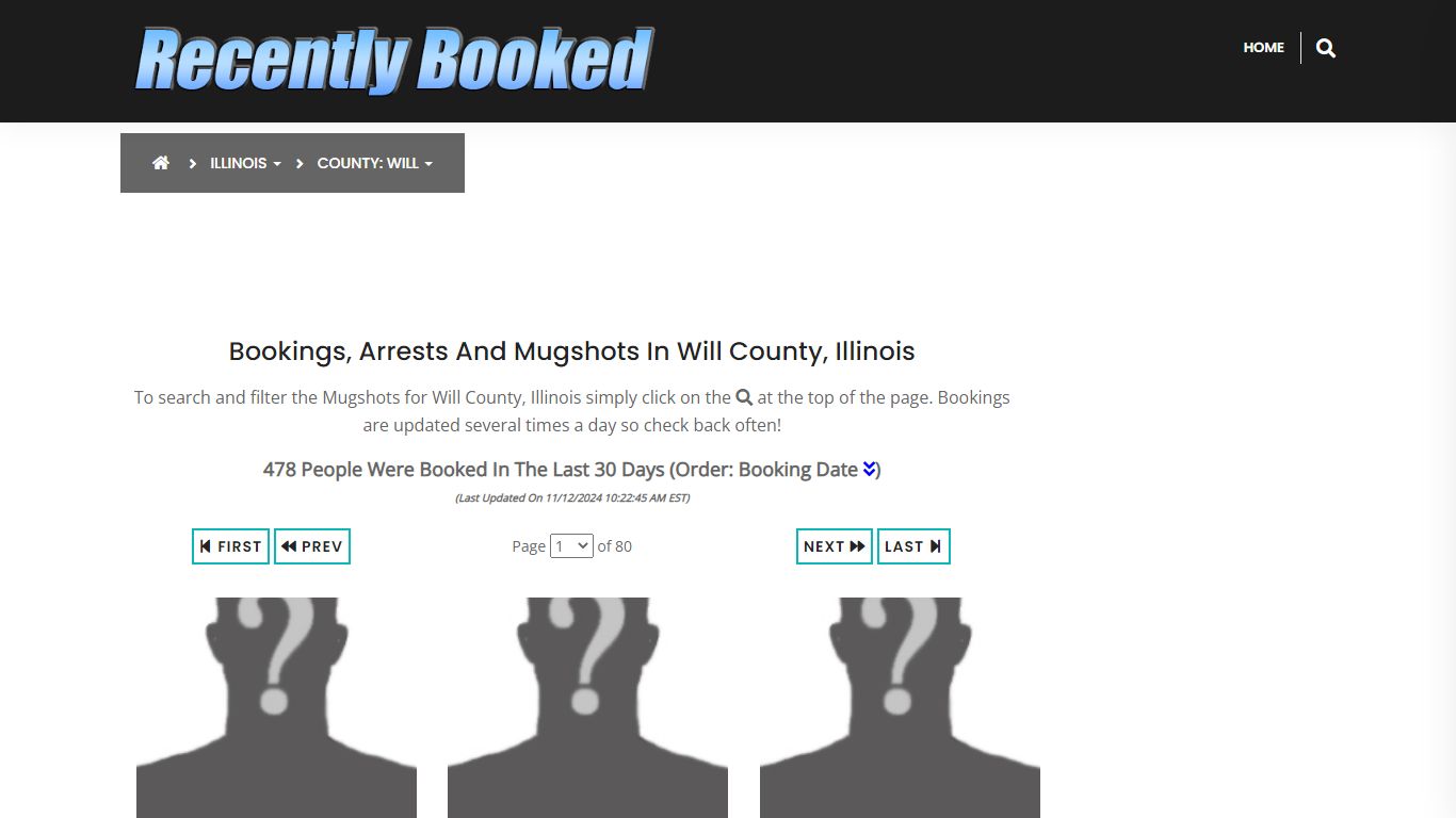 Bookings, Arrests and Mugshots in Will County, Illinois - Recently Booked