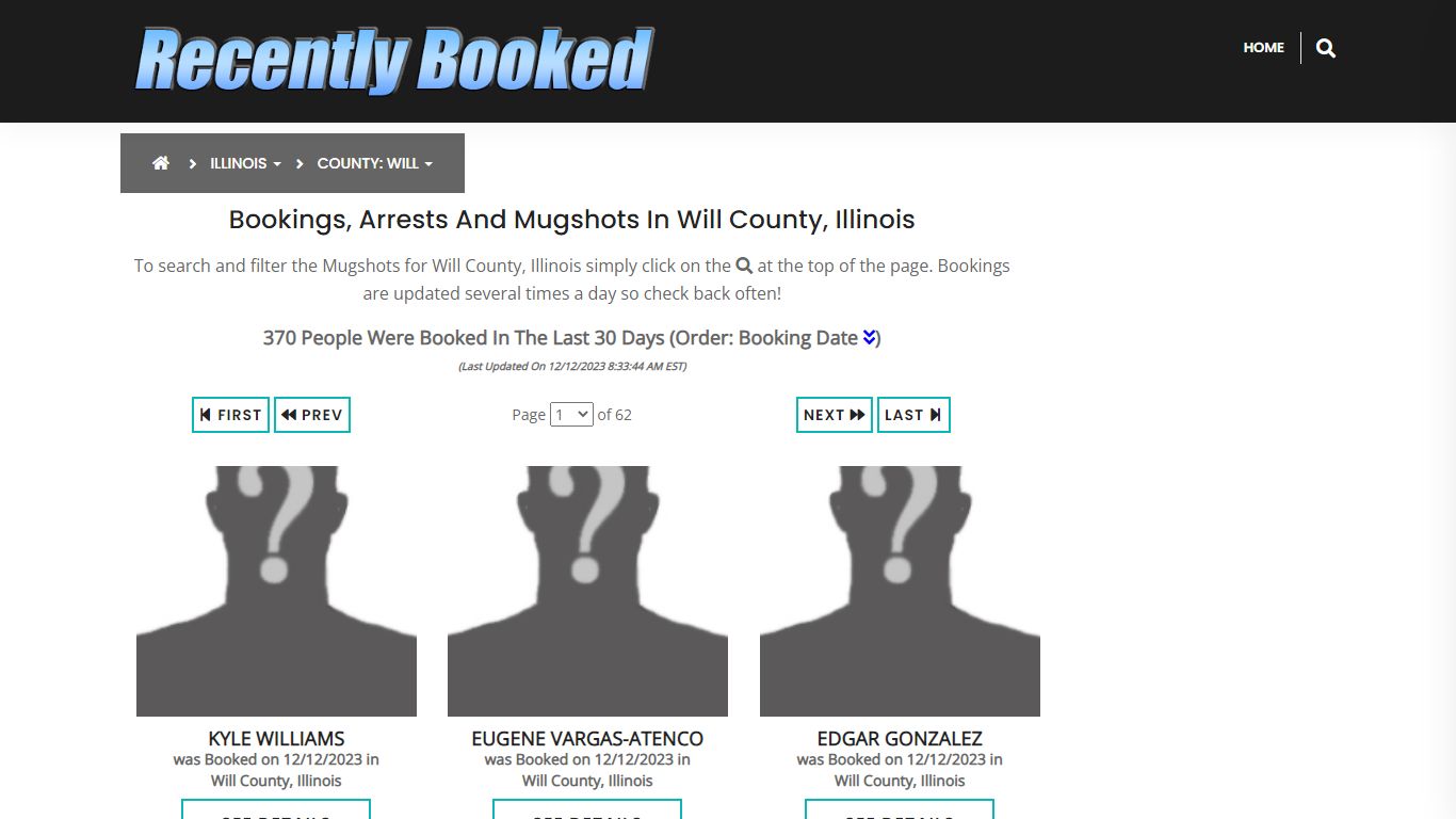 Recent bookings, Arrests, Mugshots in Will County, Illinois